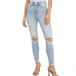 GOOD AMERICAN GOOD WAIST DISTRESSED JEANS IN BLUE675 💙